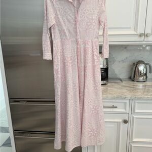 Chic Pink Geometric Long Sleeve Dress